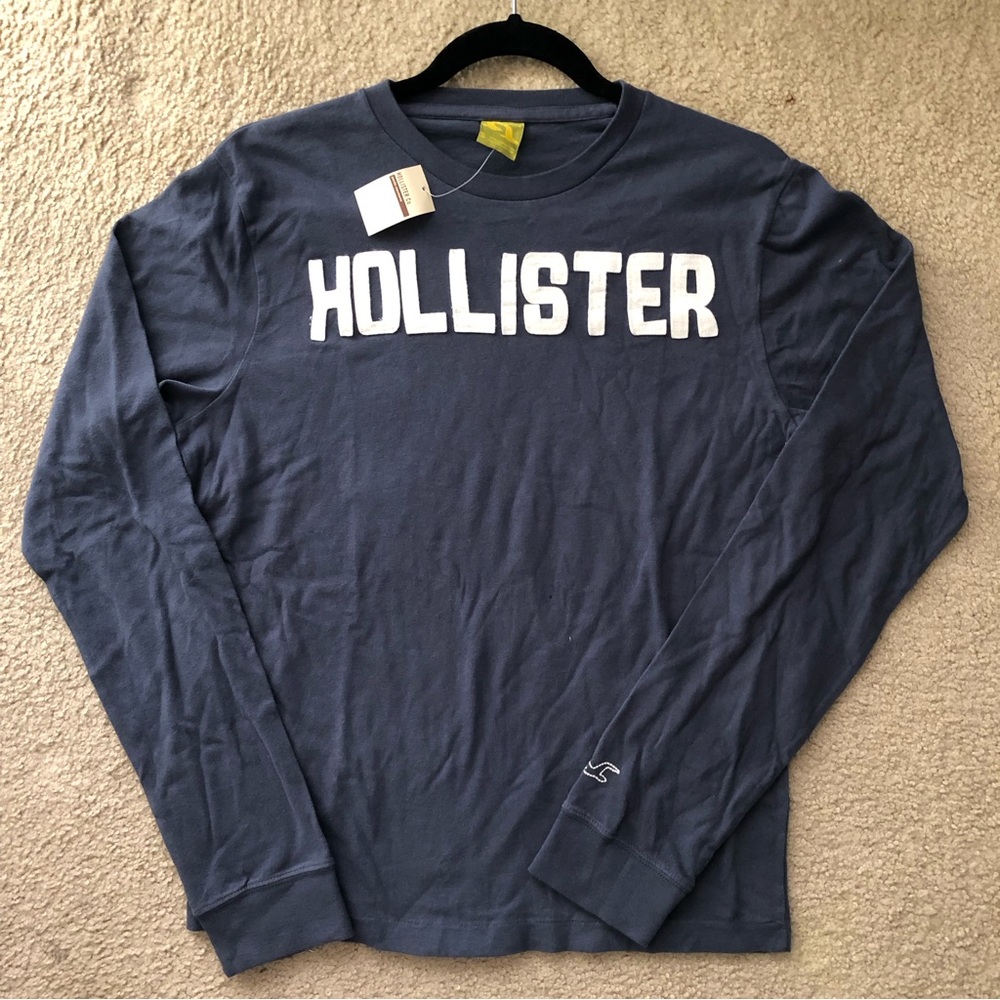 NWT Hollister Dudes Navy Blue Crewneck Long Sleeve Shirt